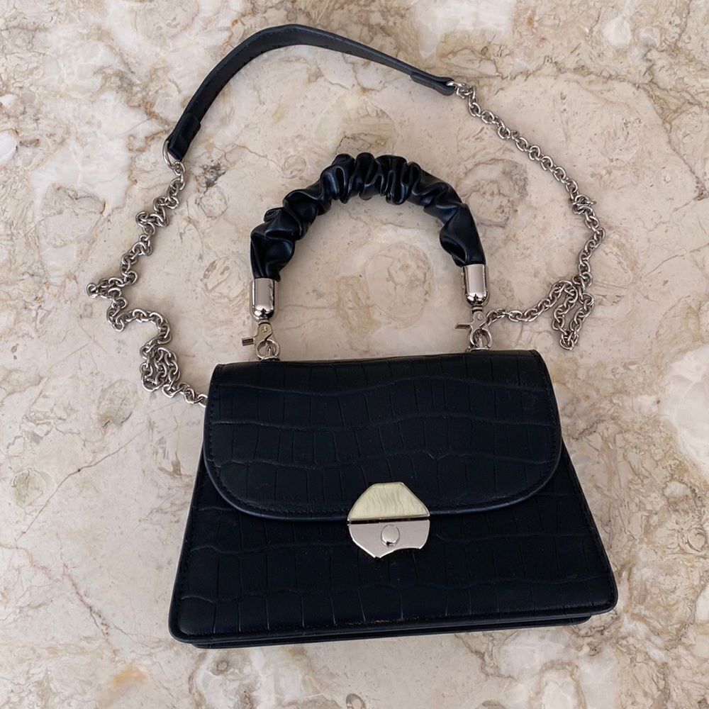 Convertible Two-Way Faux Croc Embossed Leather Shoulder / Hand Bag As New